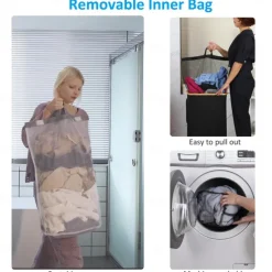 75L Slim Laundry Hamper with Wheels,Clothes Hamper for Laundry,Laundry Basket with Lid & Inner Bag,for Laundry Room, Bedroom, Dormitory Organization