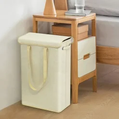 45L Thin Laundry Basket With Cover Narrow Hand Fine Hand Dirty Laundry Basket Bedroom Kindergarten Whole Basket Storage Bag