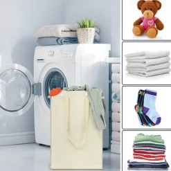 45L Thin Laundry Basket With Cover Narrow Hand Fine Hand Dirty Laundry Basket Bedroom Kindergarten Whole Basket Storage Bag