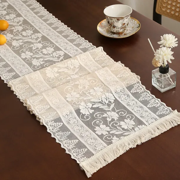 Lace Table Runner Dining Table Decoration, Farmhouse Tablerunner Table Flag Decor For Dining Weddig Party Holiday