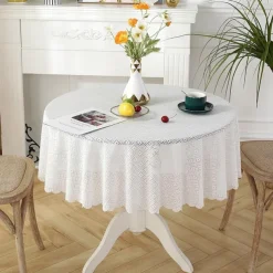 Lace Tablecloth White Table Cover Cloths for Side Table,Coffe Table,Kitchen Dining, Party, Holiday, Buffet