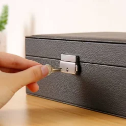 Lady PU Leather Jewelry Box Storage Box Earrings Bracelet Necklace Ring Display Case Double layer Portable Jewelry Organizer 23X17X9CM