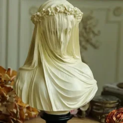 Lady Statue, Veiled Lady Bust Greek Goddess Statue Abstract Victorian Veiled Maiden Statue Statue Home Decor Aesthetic for Home Art Collection Ornament