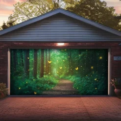 Landscape Door Decorations Garage Door Cover Forest Cave Outdoor Banner Large Christmas Backdrop for Holiday Outdoor Garage Door Home Wall Decorations