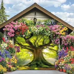 Landscape Door Decorations Garage Door Cover Outdoor Banner Large Backdrop for Holiday Outdoor Garage Door Home Wall Decorations Tree of Life