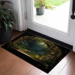 Landscape Forest Cave Doormat Floor Mats Washable Rugs Kitchen Mat Non-Slip Oil Proof Rug Indoor Outdoor Mat Bedroom Decor Bathroom Mat Entrance Rug
