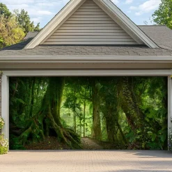 Landscape Forest Door Decorations Garage Door Cover Outdoor Banner Large Backdrop for Holiday Outdoor Garage Door Home Wall Decorations