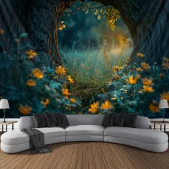 Landscape Forest Hanging Tapestry Wall Art Large Tapestry Mural Decor Photograph Backdrop Blanket Curtain Home Bedroom Living Room Decoration