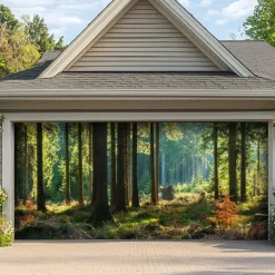 Landscape Forest Trees Door Decorations Garage Door Cover Outdoor Banner Large Backdrop for Holiday Outdoor Garage Door Home Wall Decorations