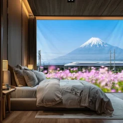 Landscape Mount Fuji Hanging Tapestry Wall Art Large Tapestry Mural Decor Photograph Backdrop Blanket Curtain Home Bedroom Living Room Decoration