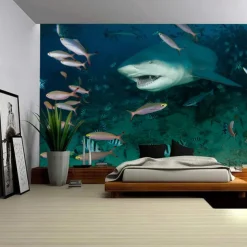 Landscape Ocean Fishes Hanging Tapestry Wall Art Large Tapestry Mural Decor Photograph Backdrop Blanket Curtain Home Bedroom Living Room Decoration