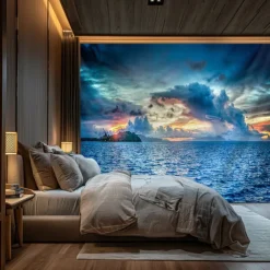 Landscape Ocean View Hanging Tapestry Wall Art Large Tapestry Mural Decor Photograph Backdrop Blanket Curtain Home Bedroom Living Room Decoration