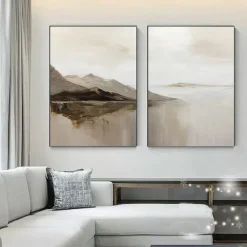 landscape Oil painting handmade Beige Abstract Painting handpainted Beige oil Painting Brown Painting Textured Minimalist Art Mountain Art painting for Living Room bedroom wall Decor Art