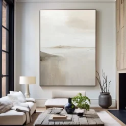 landscape Oil painting handmade Beige Abstract Painting handpainted Beige oil Painting Brown Painting Textured Minimalist Art Mountain Art painting for Living Room bedroom wall Decor Art