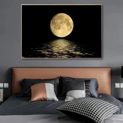 Landscape Prints Posters/Picture Black and White Moon Wall Art Wall Hanging Gift Home Decoration Rolled Canvas No Frame Unframed Unstretched Multiple Size