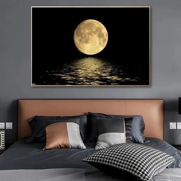Landscape Prints Posters/Picture Black and White Moon Wall Art Wall Hanging Gift Home Decoration Rolled Canvas No Frame Unframed Unstretched Multiple Size