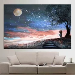 Landscape Prints Posters/Picture Black and White Moon Wall Art Wall Hanging Gift Home Decoration Rolled Canvas No Frame Unframed Unstretched Multiple Size