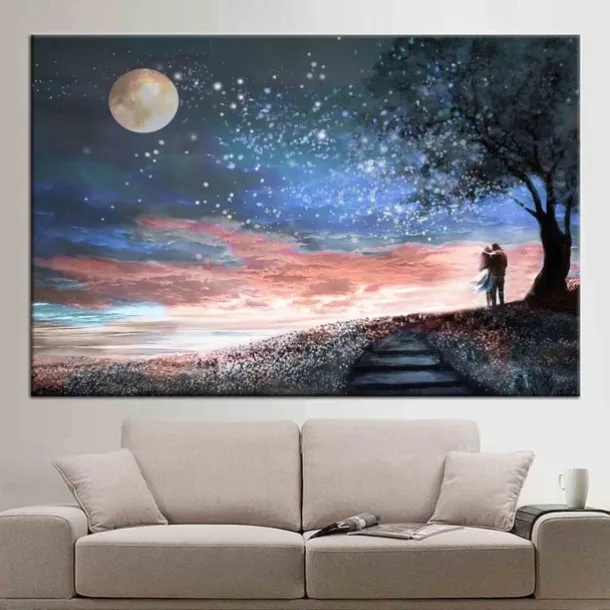 Landscape Prints Posters/Picture Black and White Moon Wall Art Wall Hanging Gift Home Decoration Rolled Canvas No Frame Unframed Unstretched Multiple Size