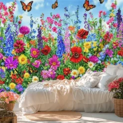 Landscape Small Daisy Tapestry Large Tapestry Mural Decor Photograph Backdrop Blanket Curtain Home Bedroom Living Room Decoration