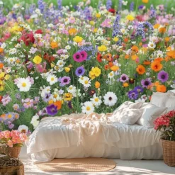Landscape Small Daisy Tapestry Large Tapestry Mural Decor Photograph Backdrop Blanket Curtain Home Bedroom Living Room Decoration
