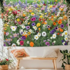 Landscape Small Daisy Tapestry Large Tapestry Mural Decor Photograph Backdrop Blanket Curtain Home Bedroom Living Room Decoration