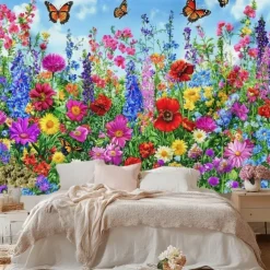 Landscape Small Daisy Tapestry Large Tapestry Mural Decor Photograph Backdrop Blanket Curtain Home Bedroom Living Room Decoration