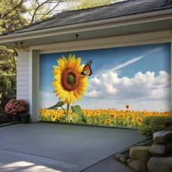 Landscape Sunflowers Door Decorations Garage Door Cover Outdoor Banner Large Backdrop for Holiday Outdoor Garage Door Home Wall Decorations