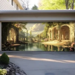 Landscape Sunflowers Door Decorations Garage Door Cover Outdoor Banner Large Backdrop for Holiday Outdoor Garage Door Home Wall Decorations