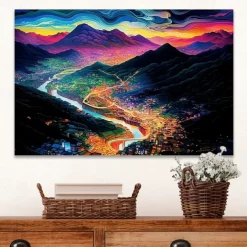 Landscape Wall Art Canvas City Lights at Night Prints and Posters Pictures Decorative Fabric Painting For Living Room Pictures No Frame