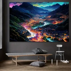 Landscape Wall Art Canvas City Lights at Night Prints and Posters Pictures Decorative Fabric Painting For Living Room Pictures No Frame