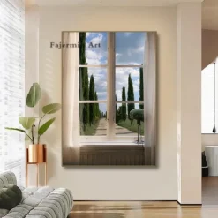 Landscape Wall Art Canvas The Window Modern Art Landscape Home Decoration Décor Rolled Canvas No Frame Unframed