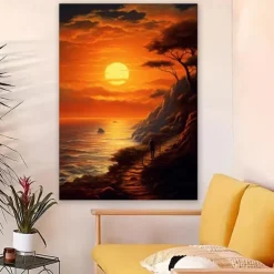 Landscape Wall Art Canvas Sunset Prints and Posters Pictures Decorative Fabric Painting For Living Room Pictures No Frame