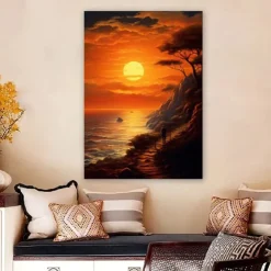 Landscape Wall Art Canvas Sunset Prints and Posters Pictures Decorative Fabric Painting For Living Room Pictures No Frame