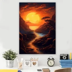 Landscape Wall Art Canvas Sunset Prints and Posters Pictures Decorative Fabric Painting For Living Room Pictures No Frame