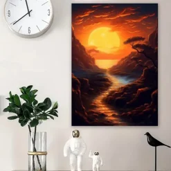 Landscape Wall Art Canvas Sunset Prints and Posters Pictures Decorative Fabric Painting For Living Room Pictures No Frame