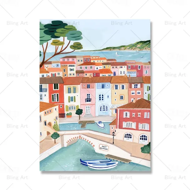 Landscape Wall Art Canvas Nordic Vintage Travel City Poster Paris Lisbon Japan Landscape Art Canvas Painting Housewarming Gift Wall Pictures Home Decor No Frame