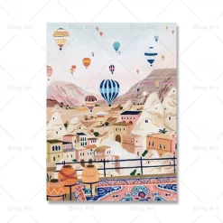 Landscape Wall Art Canvas Nordic Vintage Travel City Poster Paris Lisbon Japan Landscape Art Canvas Painting Housewarming Gift Wall Pictures Home Decor No Frame