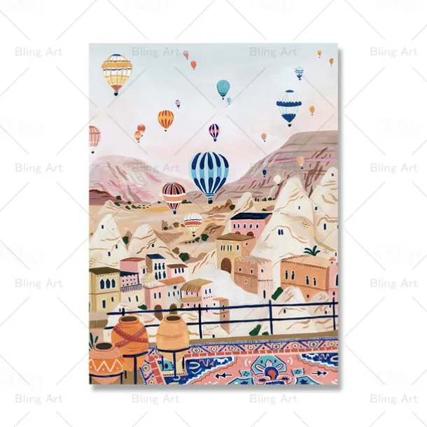 Landscape Wall Art Canvas Nordic Vintage Travel City Poster Paris Lisbon Japan Landscape Art Canvas Painting Housewarming Gift Wall Pictures Home Decor No Frame