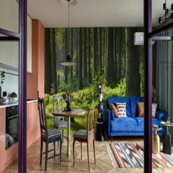 Landscape Wallpaper Mural Green Forest Wall Covering Sticker Peel and Stick Removable PVC/Vinyl Material Self Adhesive/Adhesive Required Wall Decor for Living Room Kitchen Bathroom