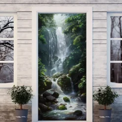Landscape Waterfall Door Covers Door Tapestry Door Curtain Decoration Backdrop Door Banner for Front Door Farmhouse Holiday Party Decor Supplies