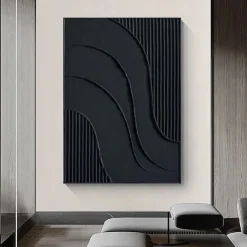 Large Abstract Canvas Black Minimalist painting handmade Abstract Painting Nordic Abstract Painting for Living Room Abstract Painting Boho Abstract Wall Art painting