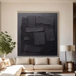 Large Abstract Canvas Black Minimalist painting handmade Abstract Painting Nordic Abstract Painting for Living Room Abstract Painting Boho Abstract Wall Art painting