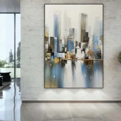 Large Abstract City Painting handmade Urban Art Painting hand painted City Skyline Painting New York Skyline oil painting New York city paintings Wall Art Large Abstract Painting