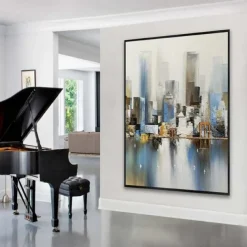Large Abstract City Painting handmade Urban Art Painting hand painted City Skyline Painting New York Skyline oil painting New York city paintings Wall Art Large Abstract Painting