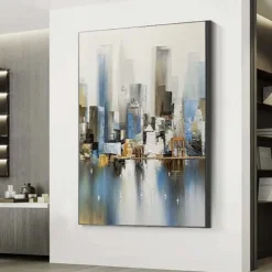 Large Abstract City Painting handmade Urban Art Painting hand painted City Skyline Painting New York Skyline oil painting New York city paintings Wall Art Large Abstract Painting