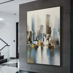 Large Abstract City Painting handmade Urban Art Painting hand painted City Skyline Painting New York Skyline oil painting New York city paintings Wall Art Large Abstract Painting