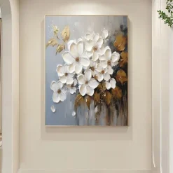 Large Abstract 3d Flower painting handmade Rose Flower Oil Painting on Canvas Wall Art Minimalist Floral Art Custom Painting Modern Living Room Decor Gift