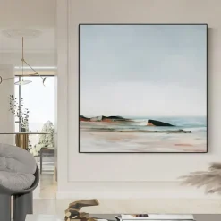 Large Abstract seascape Oil Painting hand painted Sky and Beach oil painting Canvas Wall Art Modern Coastal painting Wall Art painting for Living Room Ocean Decoration