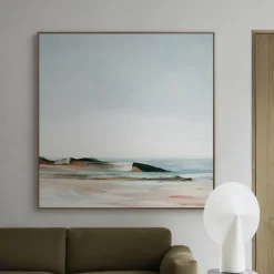 Large Abstract seascape Oil Painting hand painted Sky and Beach oil painting Canvas Wall Art Modern Coastal painting Wall Art painting for Living Room Ocean Decoration