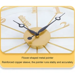 Large Black Wall Clock Vintage Metal Quartz Clocks Silent Non-Ticking Wall Watches Stylish Design Great for Living Rooms Kitchens Cafes Black 60 cm